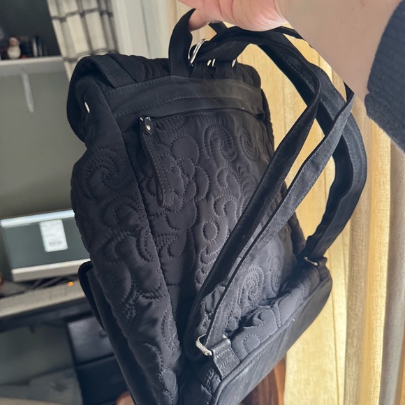 Vera Bradley Quilted Floral Amy Backpack Black Drawstring Essential Bag Boho - Picture 11 of 16